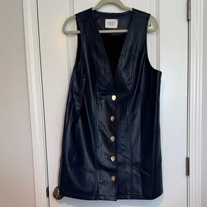 Tuckernuck Hyacinth House Pinafore Faux Leather Mini Dress in Navy